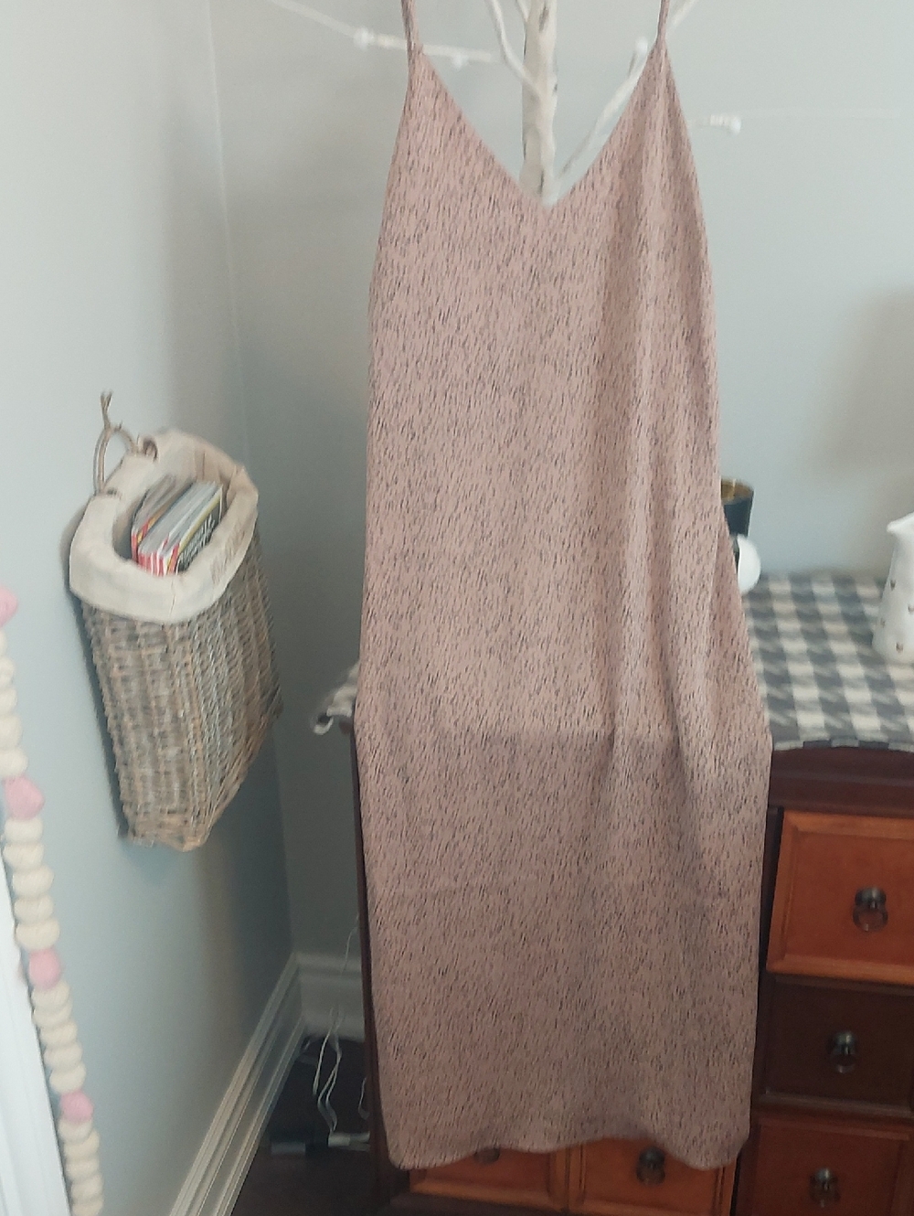 Blush Pink Slip Dress with Subtle Speckle